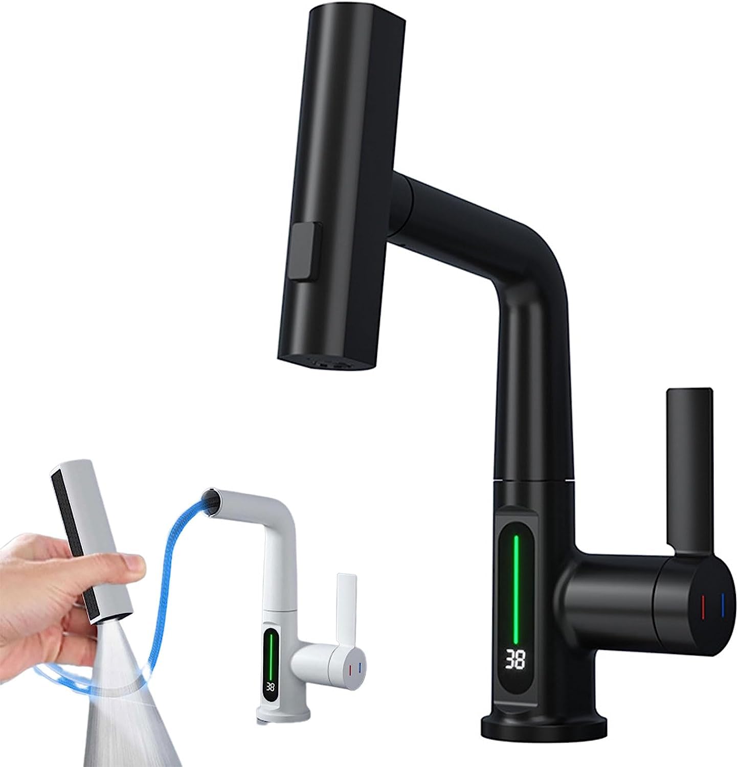 Robinet Cuisine Intelligent – Affichage Température & Rotation 360°