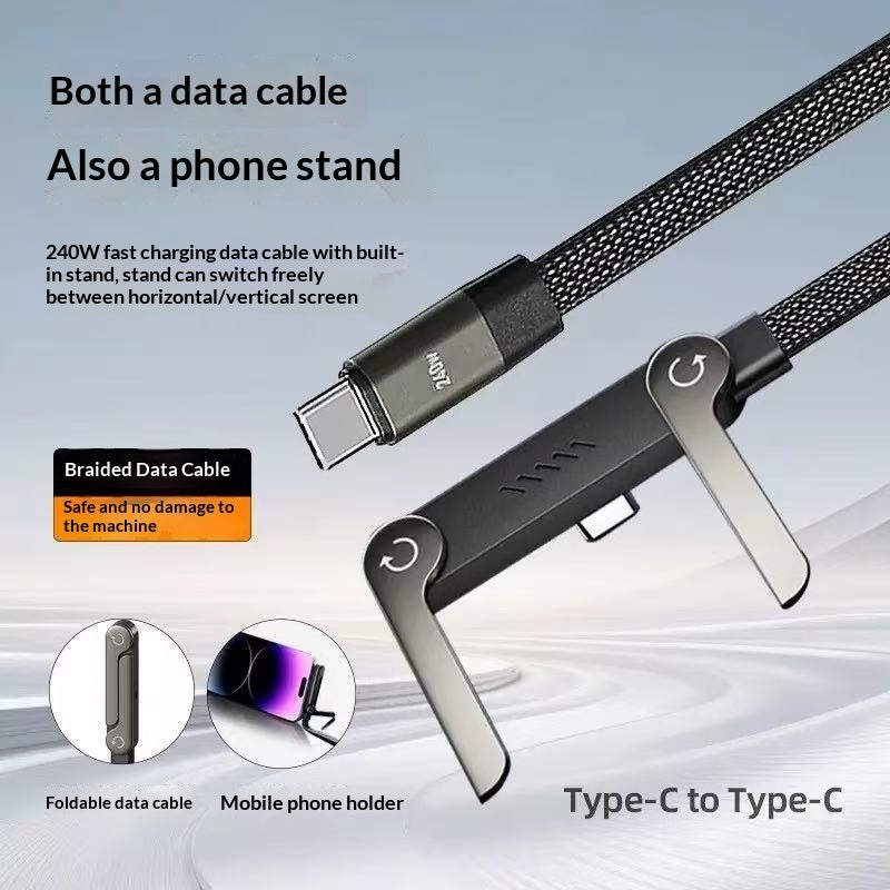 Câble USB-C 240W Charge Rapide – Pliable & Support Intégré