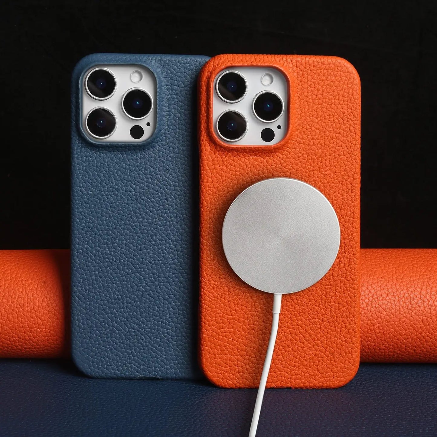 Coque Cuir Véritable Magnétique iPhone 16 Pro Max – MagSafe & Antichoc