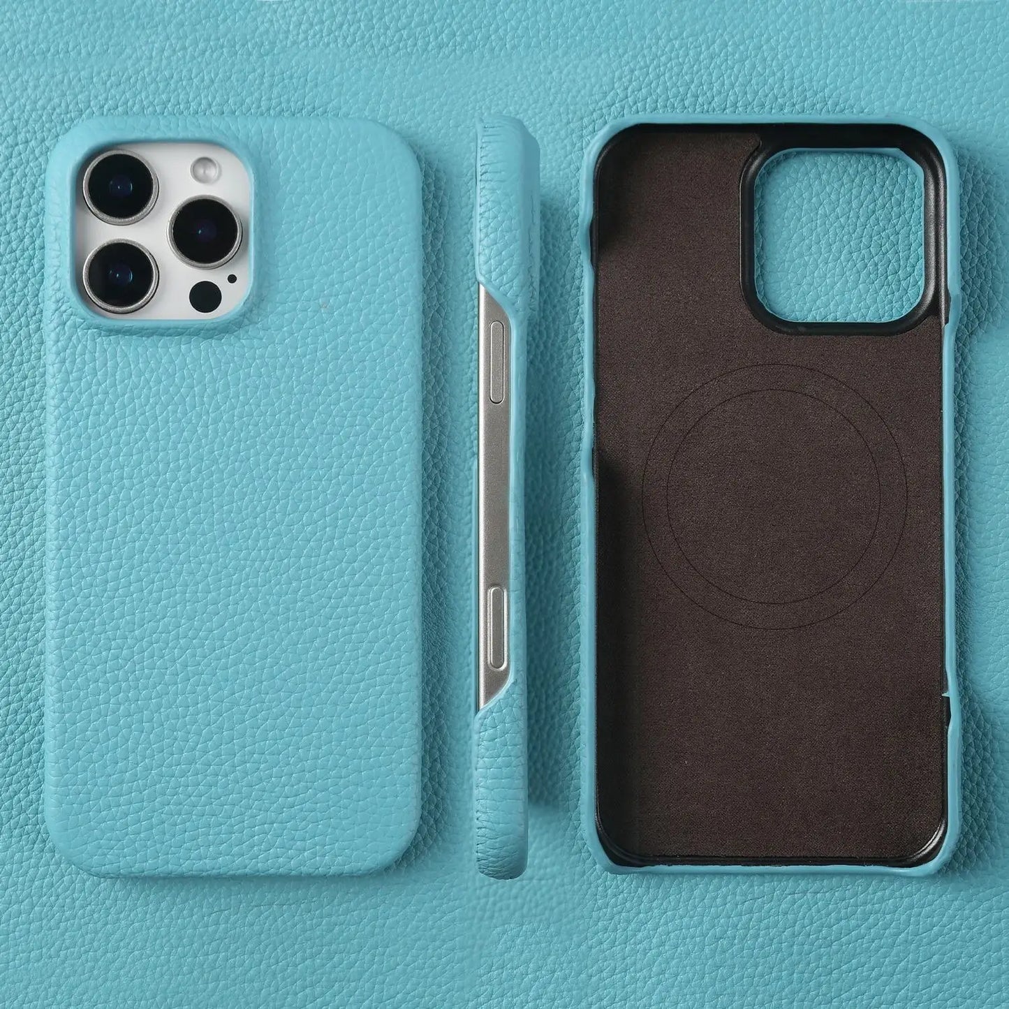 Coque Cuir Véritable Magnétique iPhone 16 Pro Max – MagSafe & Antichoc