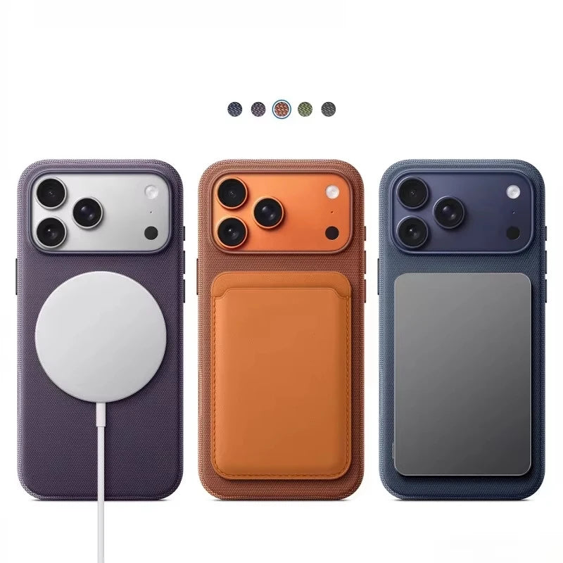 Coque Magnétique Tressée iPhone 17 16 15 – MagSafe & Charge Sans Fil