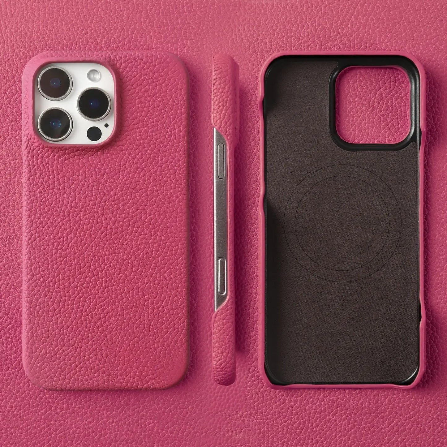 Coque Cuir Véritable Magnétique iPhone 16 Pro Max – MagSafe & Antichoc