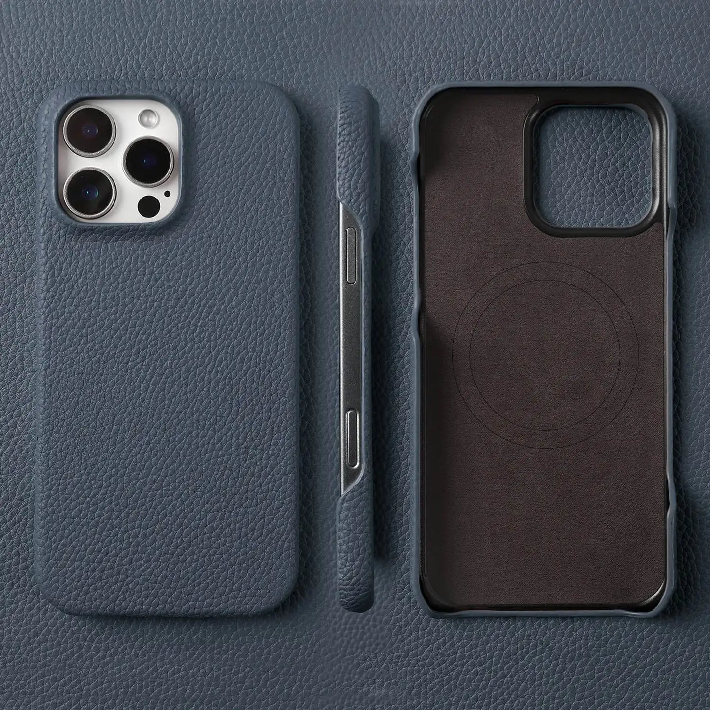 Coque Cuir Véritable Magnétique iPhone 16 Pro Max – MagSafe & Antichoc