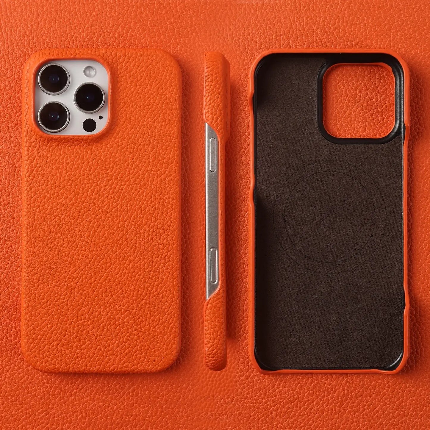 Coque Cuir Véritable Magnétique iPhone 16 Pro Max – MagSafe & Antichoc