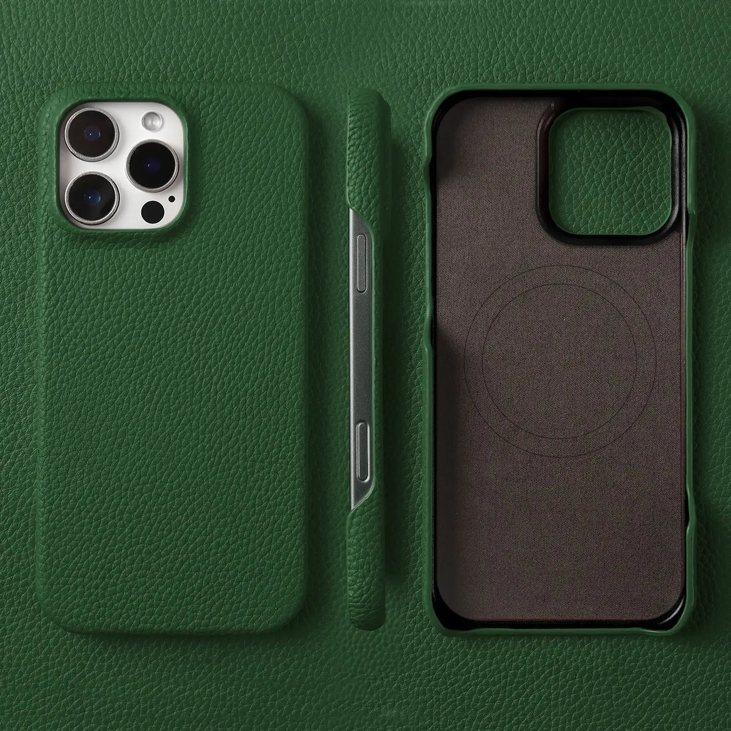 Coque Cuir Véritable Magnétique iPhone 16 Pro Max – MagSafe & Antichoc