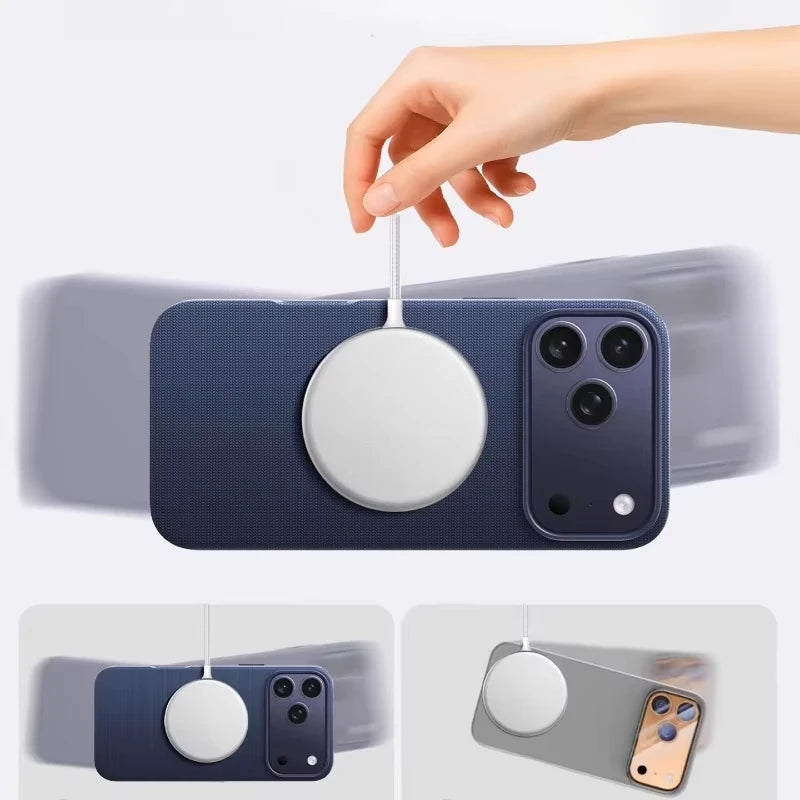 Coque Magnétique Tressée iPhone 17 16 15 – MagSafe & Charge Sans Fil