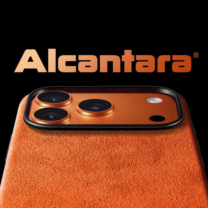Coque Alcantara Italien MagSafe iPhone 17 Pro – Bouton Smart Premium